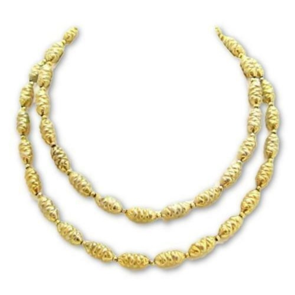 Vintage Designer Signed VOGUE Double Stranded Gold Plated Pinecone Necklace